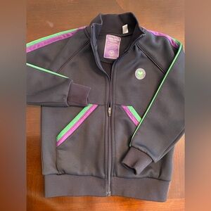 Kids Wimbledon Navy Performance Jacket with Green and Purple Details
